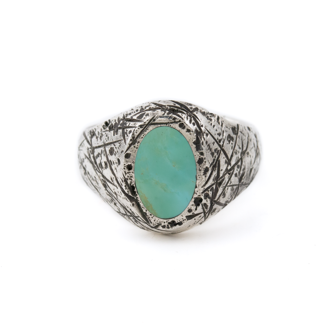 Silver x Ellipse Royston Inlay Distressed Signet