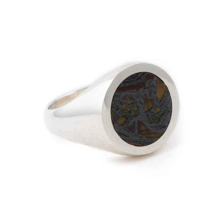 Silver x  Tiger's Eye Round Inlay Signet
