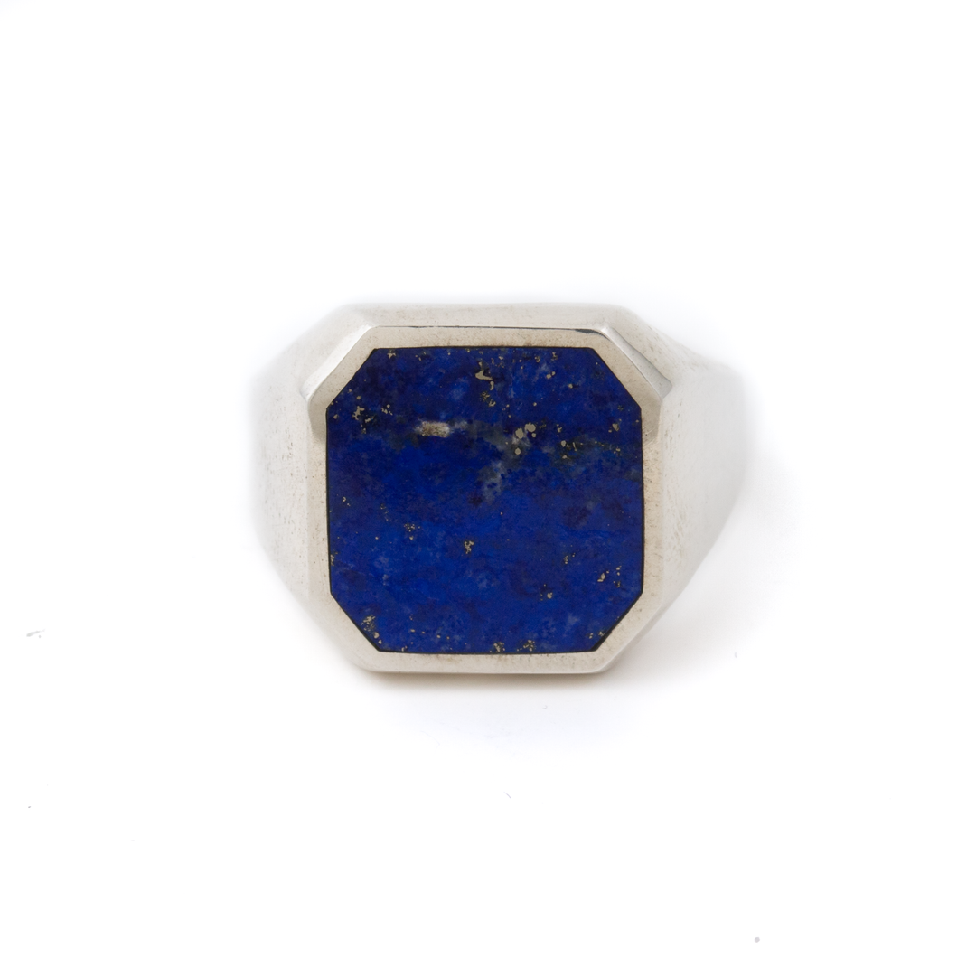 Silver x Lapis Lazuli Chamfered Square Inlay