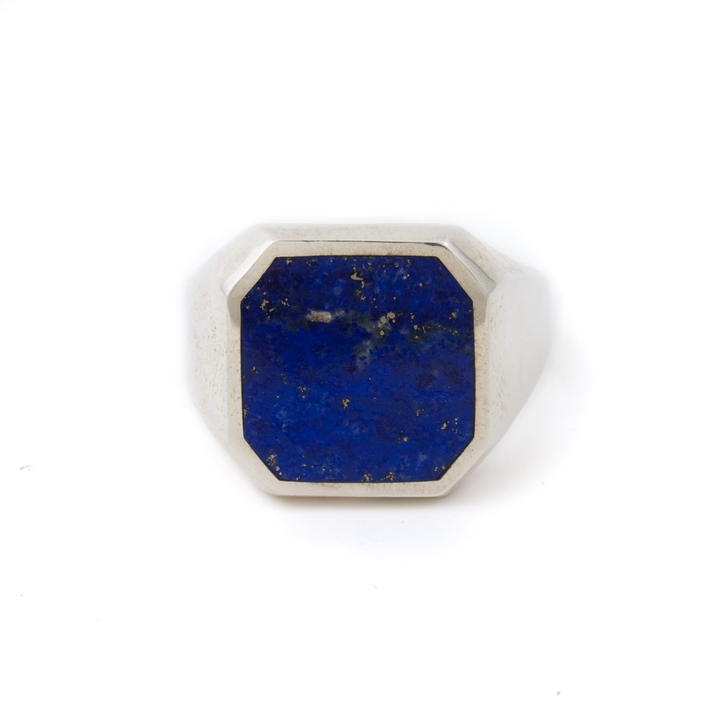 Silver x Lapis Lazuli Chamfered Square Inlay