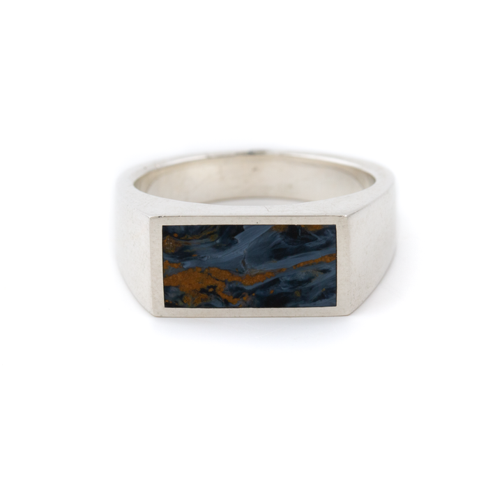Silver x Sleek Rectangular Pietersite Inlay Signet