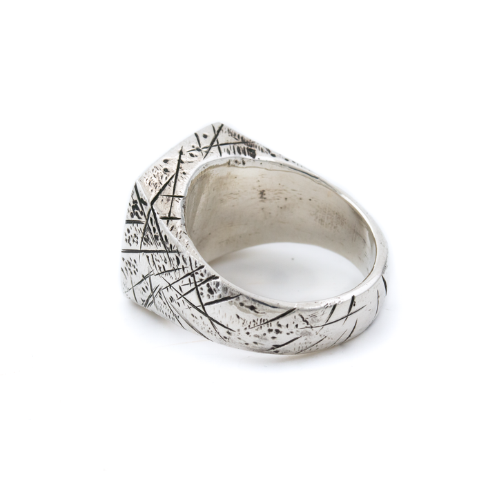 Silver x Pietersite Distressed Square Inlay Signet