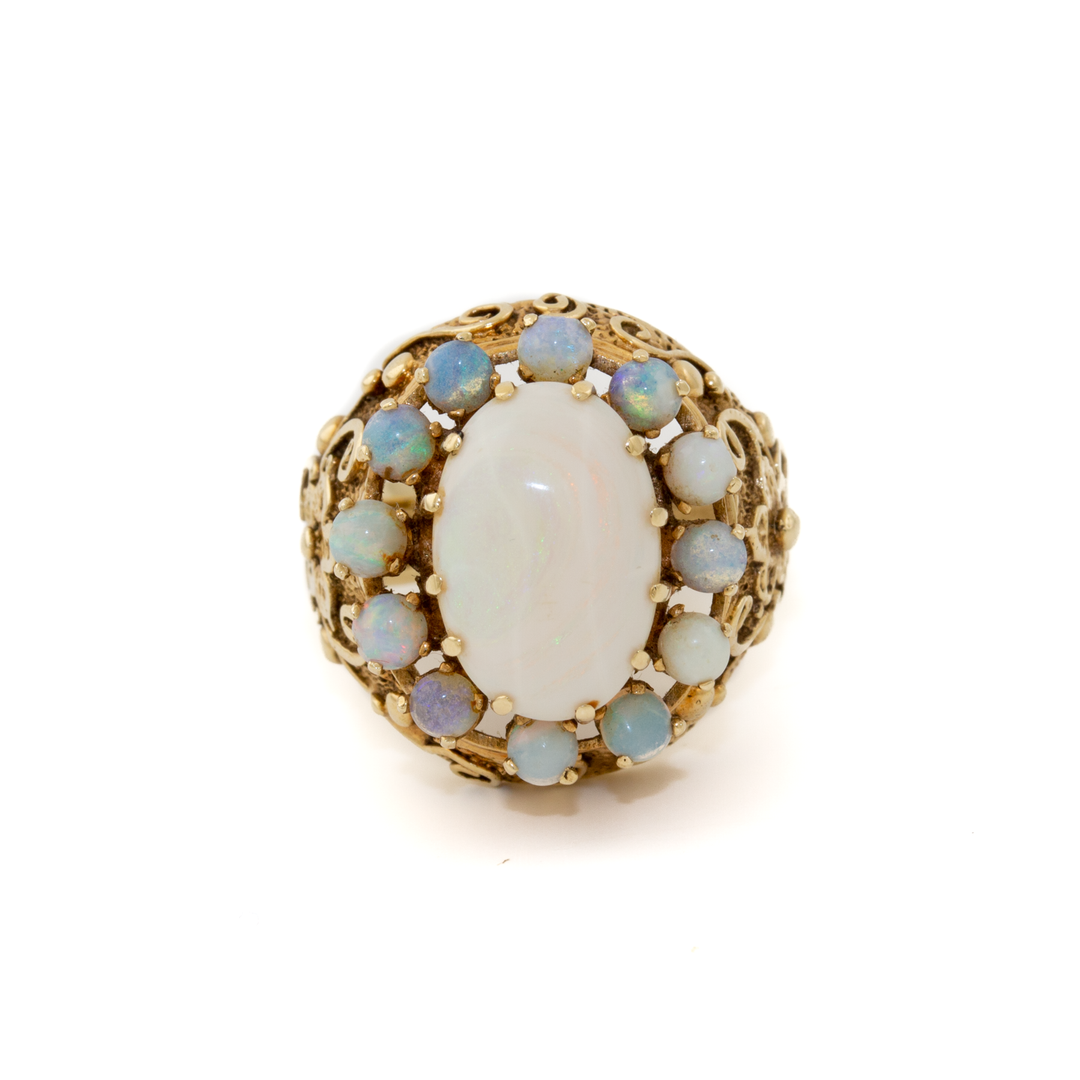 14k Gold x Baroque Mid-Century Opal Cluster Cocktail Ring