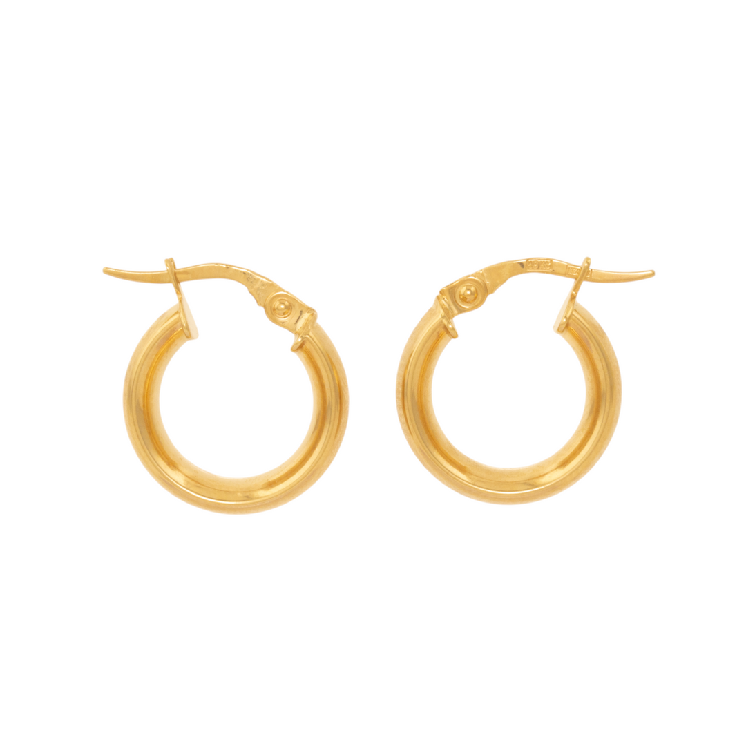 18k Gold x 13mm Round-Flat Mini Hoops