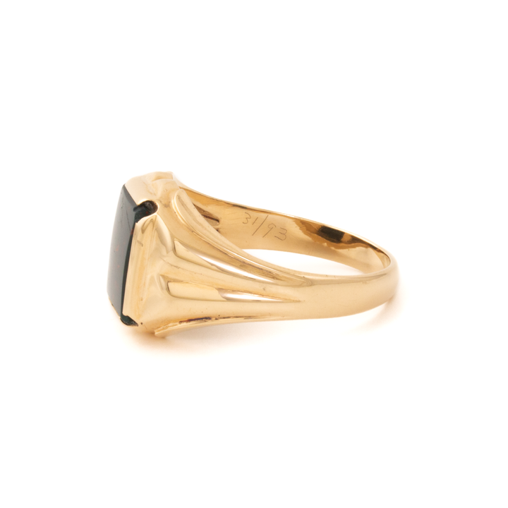 10k Gold x Antique Bloodstone Squared Signet