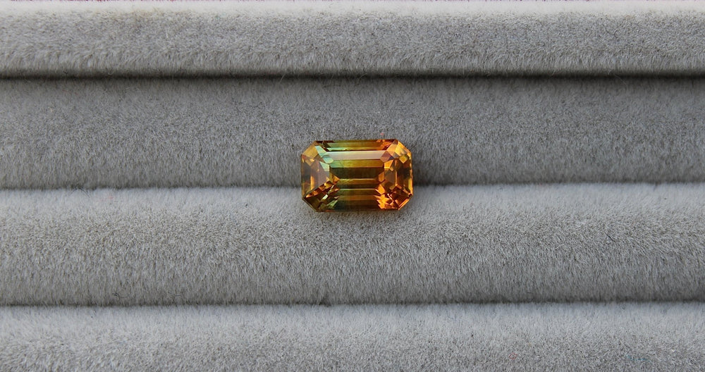 2.06ct Emerald Cut Yellow Parti Sapphire - Kingdom Jewelry