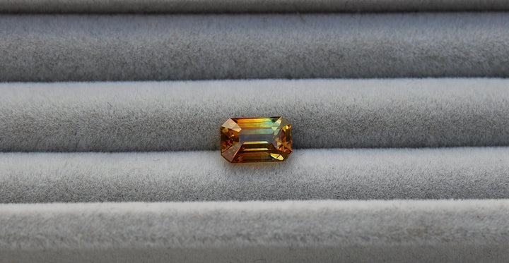 2.06ct Emerald Cut Yellow Parti Sapphire - Kingdom Jewelry