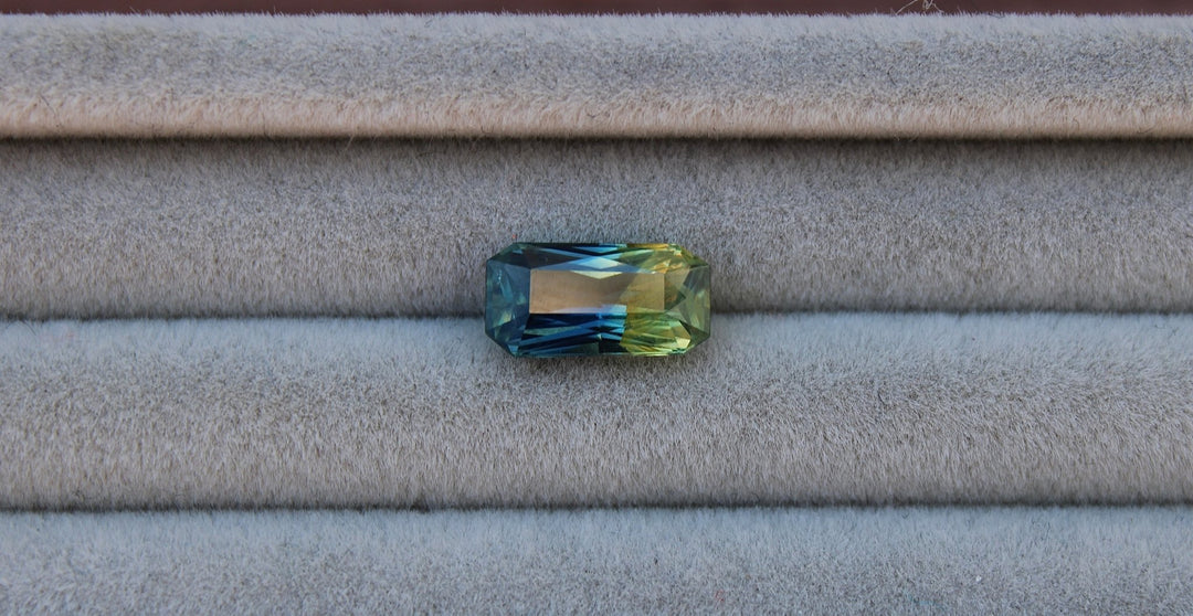 2.26ct Emerald Cut Bi - Colour Sapphire - Kingdom Jewelry