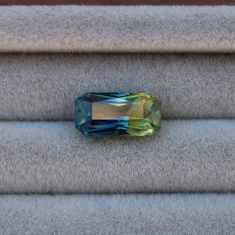 2.26ct Emerald Cut Bi - Colour Sapphire - Kingdom Jewelry