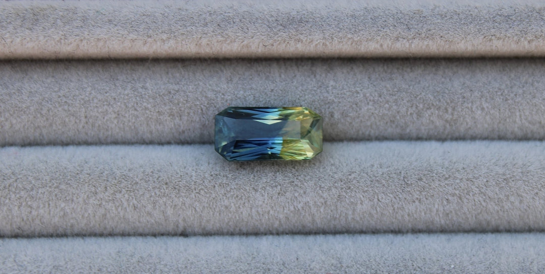 2.26ct Emerald Cut Bi - Colour Sapphire - Kingdom Jewelry