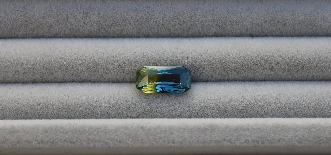 2.26ct Emerald Cut Bi - Colour Sapphire - Kingdom Jewelry