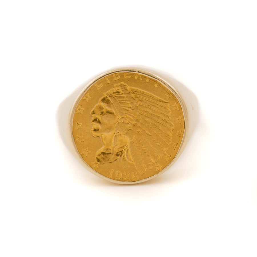 22k Gold x 1920's $5 USD Eagle Chief Head Liberty Coin Signet - Kingdom Jewelry