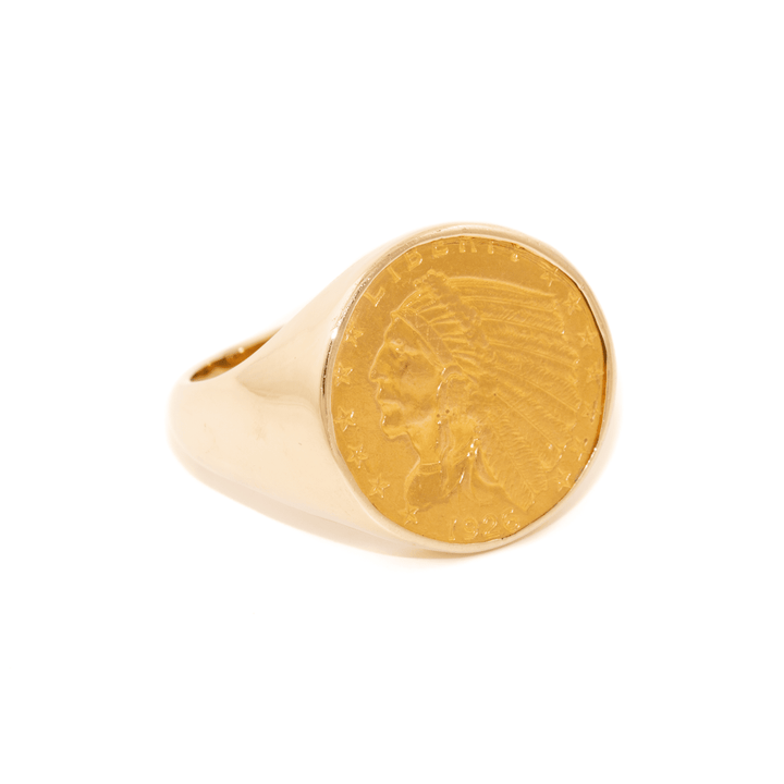 22k Gold x 1920's $5 USD Eagle Chief Head Liberty Coin Signet - Kingdom Jewelry