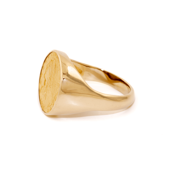 22k Gold x 1920's $5 USD Eagle Chief Head Liberty Coin Signet - Kingdom Jewelry