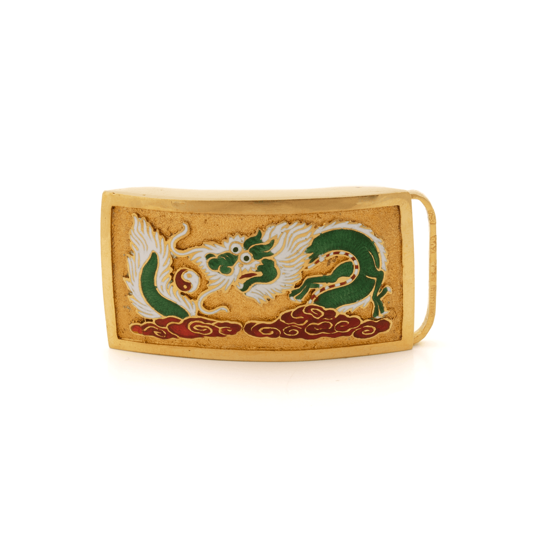 22k Gold x Traditional Chinese Luck - Dragon ☯ Belt Buckle - Kingdom Jewelry