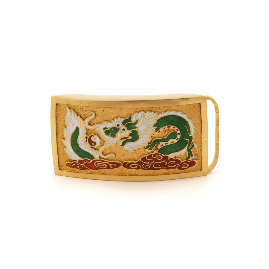22k Gold x Traditional Chinese Luck - Dragon ☯ Belt Buckle - Kingdom Jewelry