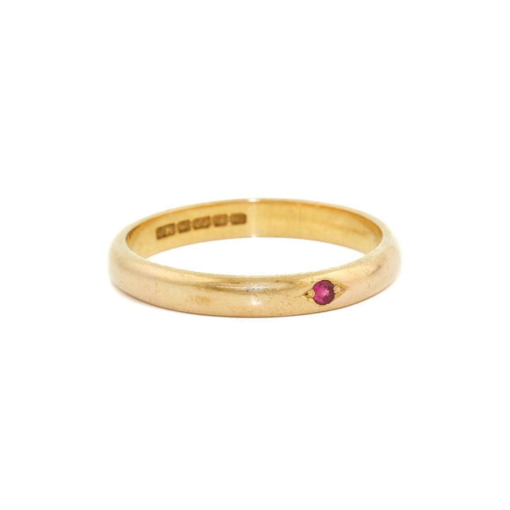 22k Gold x Vintage 4mm Solitaire Rubellite Band - Kingdom Jewelry