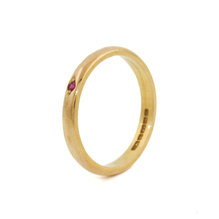 22k Gold x Vintage 4mm Solitaire Rubellite Band - Kingdom Jewelry
