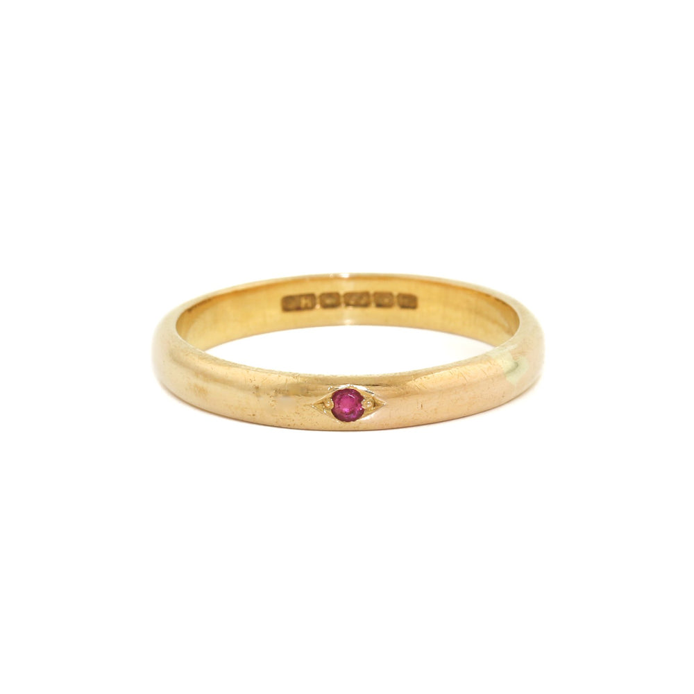 22k Gold x Vintage 4mm Solitaire Rubellite Band - Kingdom Jewelry