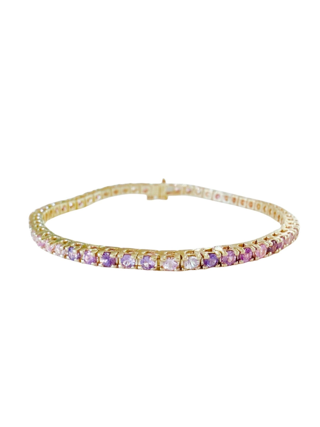 2.5mm Madagascar Heated and Unheated Lilac Sapphire 14K Yellow Gold 7” Tennis Bracelet - Kingdom Jewelry
