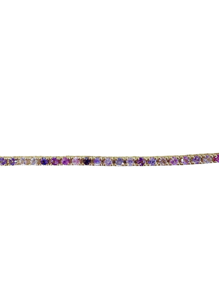 2.5mm Madagascar Heated and Unheated Lilac Sapphire 14K Yellow Gold 7” Tennis Bracelet - Kingdom Jewelry