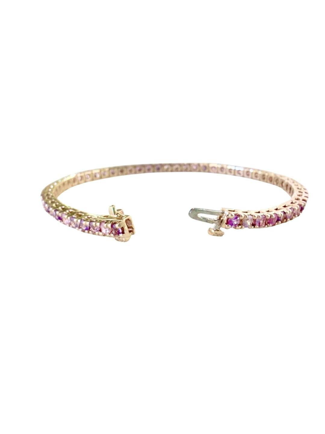 2.5mm Madagascar Heated and Unheated Lilac Sapphire 14K Yellow Gold 7” Tennis Bracelet - Kingdom Jewelry