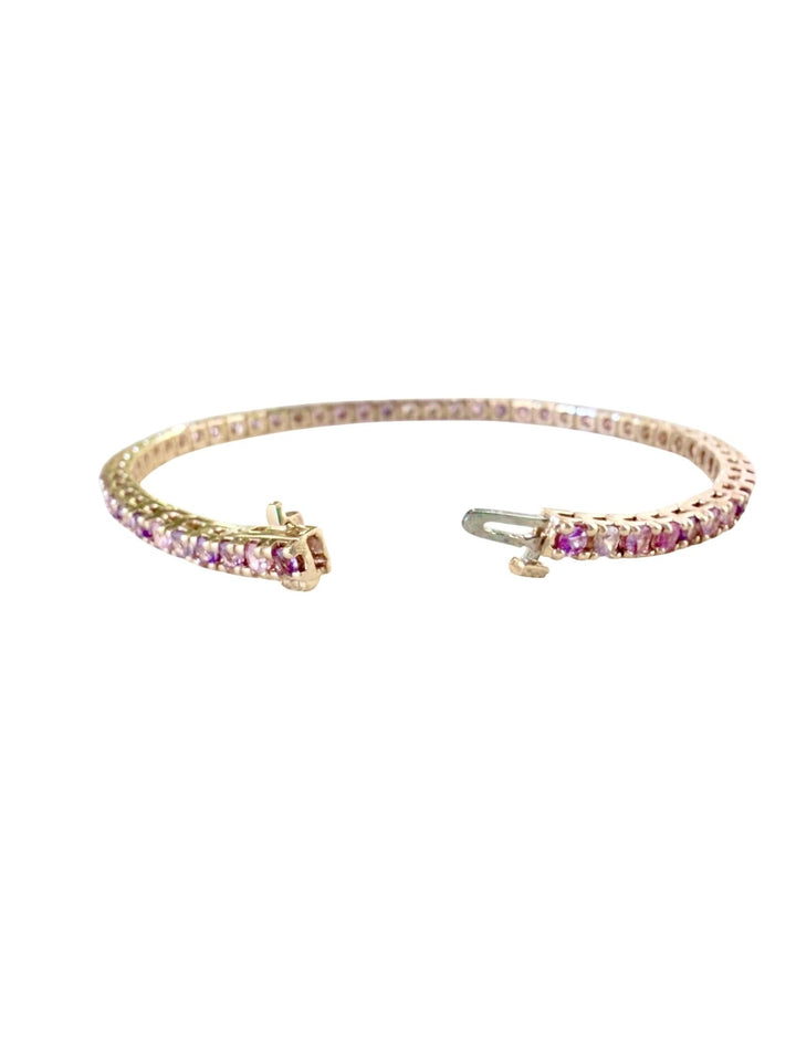 2.5mm Madagascar Heated and Unheated Lilac Sapphire 14K Yellow Gold 7” Tennis Bracelet - Kingdom Jewelry