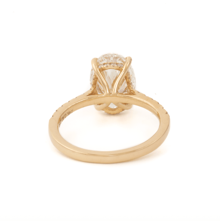 3.05 F VS1 Oval Lab Diamond Cathedral Solitaire Engagement Ring - Kingdom Jewelry