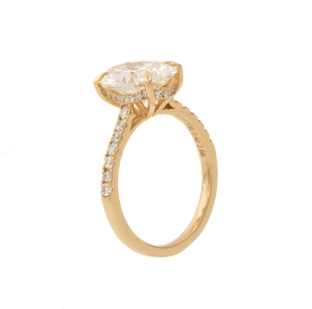 3.05 F VS1 Oval Lab Diamond Cathedral Solitaire Engagement Ring - Kingdom Jewelry