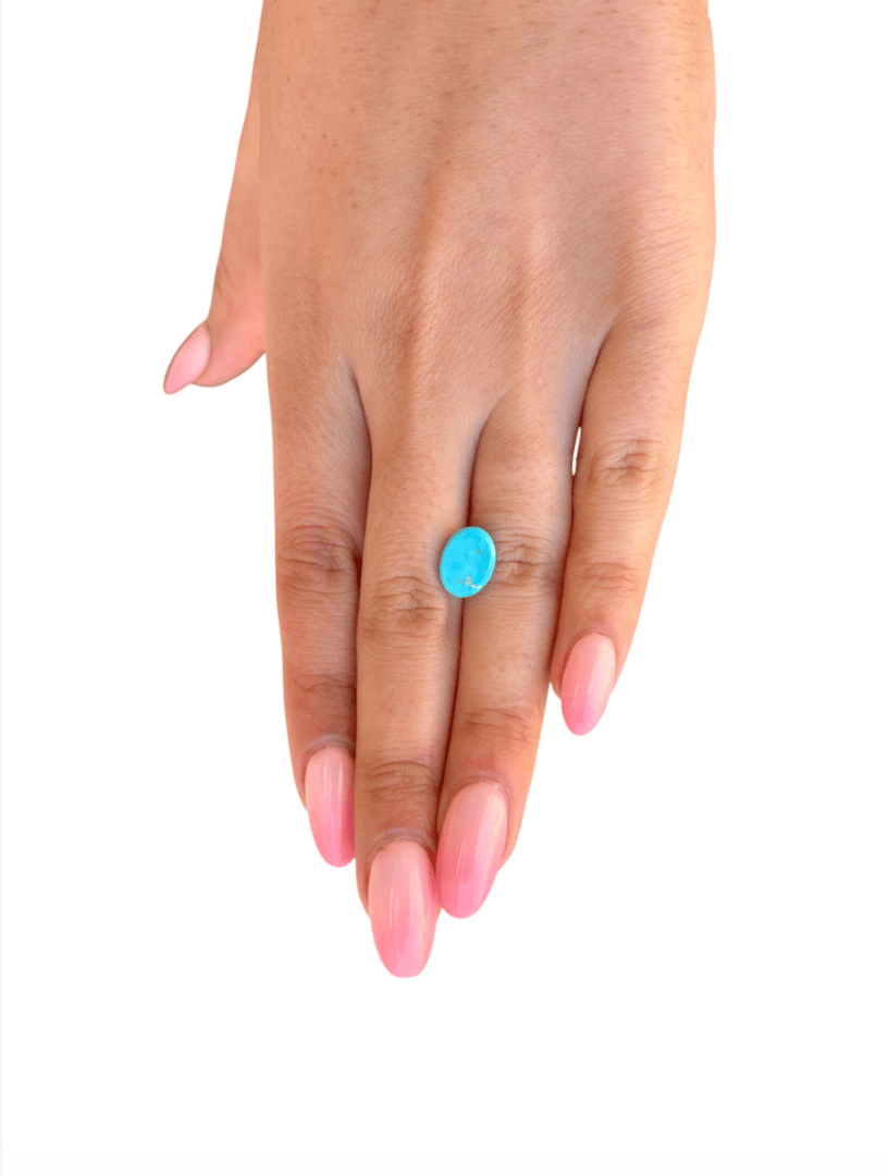 3.15ct Persian Robins Egg Blue Natural Turquoise Flat Back - Kingdom Jewelry