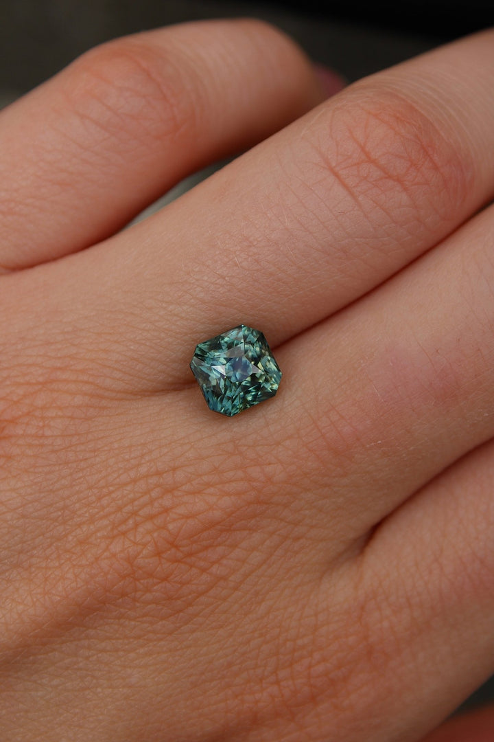 3.40ct Asscher Teal Sapphire - Kingdom Jewelry