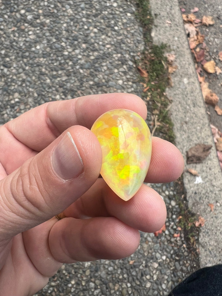 35.20 ct Teardrop x Fiery Ethiopian Welo Opal - Kingdom Jewelry