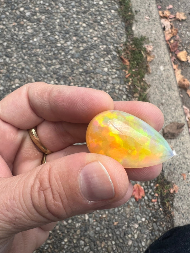 35.20 ct Teardrop x Fiery Ethiopian Welo Opal - Kingdom Jewelry