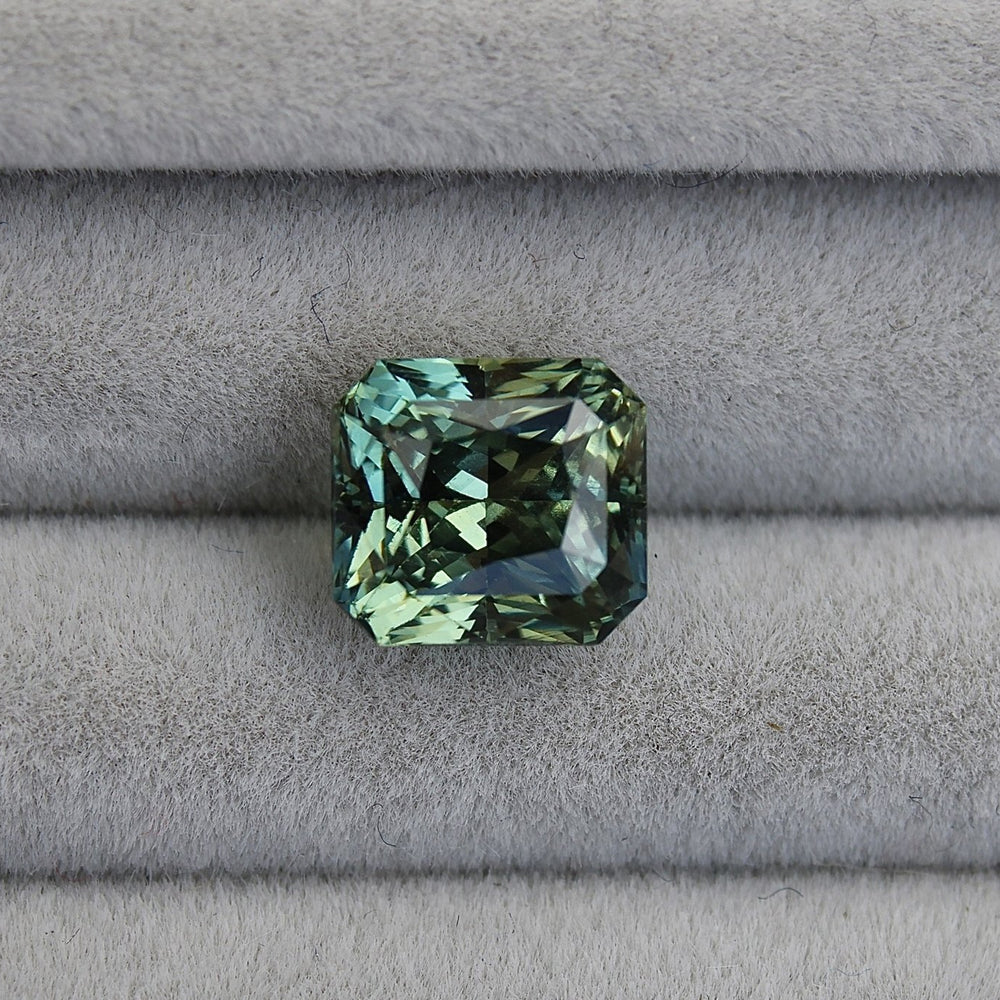 3.55ct Asscher Aqua Green Sapphire - Kingdom Jewelry