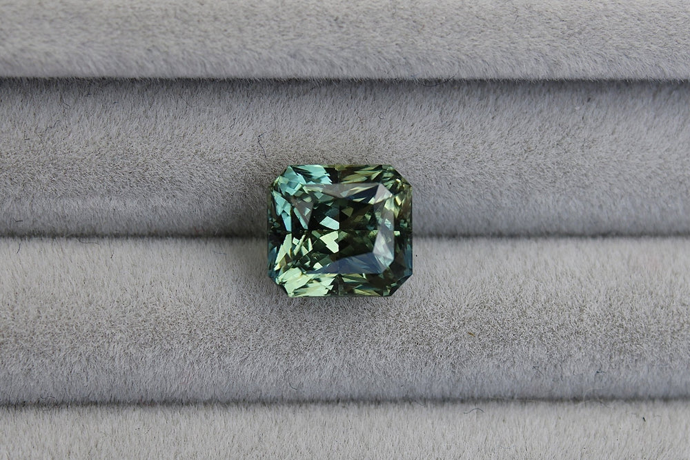 3.55ct Asscher Aqua Green Sapphire - Kingdom Jewelry