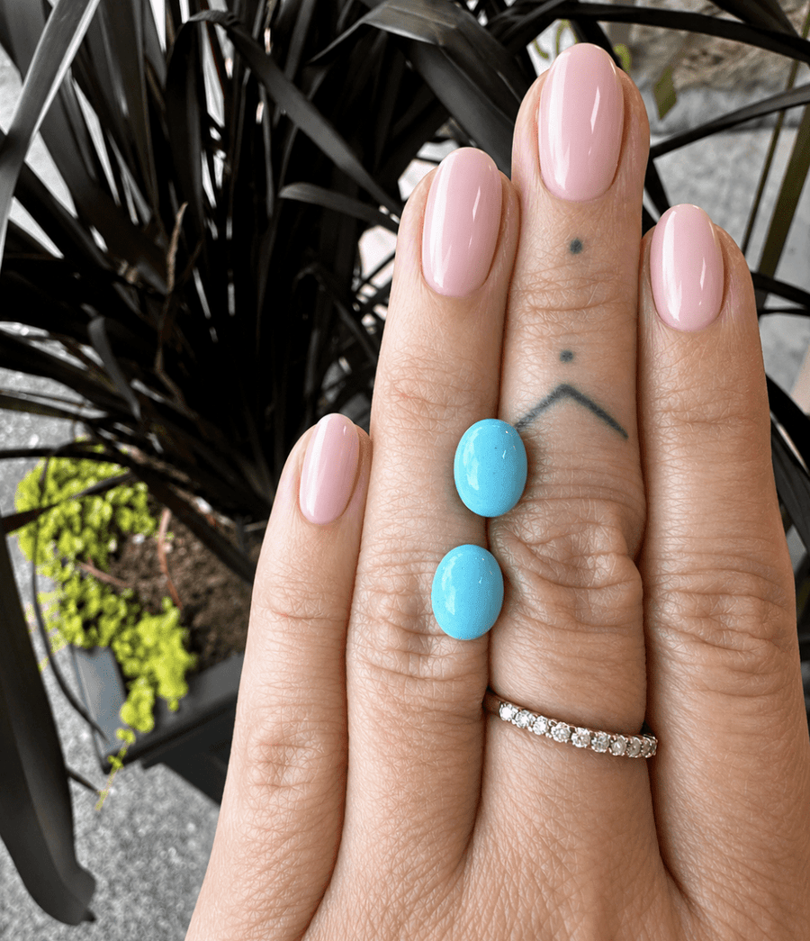 4.30ct AAA Persian Turquoise Cabochon pair - Kingdom Jewelry