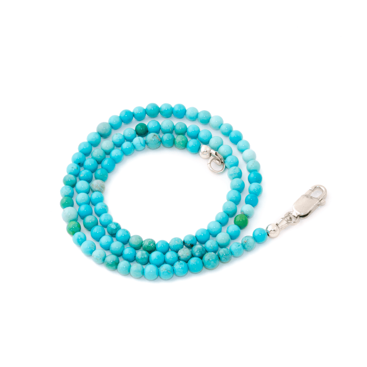 4mm Smooth Sonoran Turquoise Round Beaded Necklace - Kingdom Jewelry