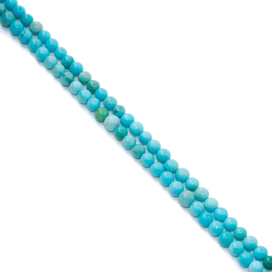 4mm Smooth Sonoran Turquoise Round Beaded Necklace - Kingdom Jewelry