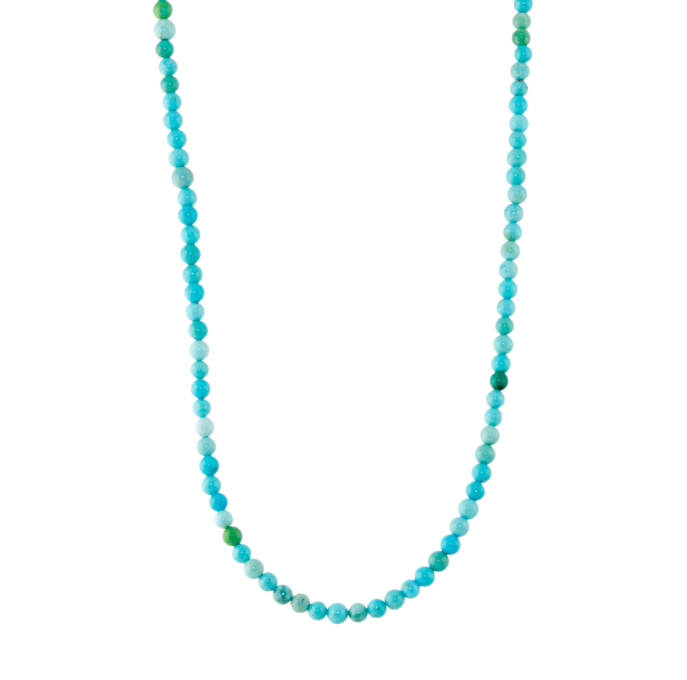 4mm Smooth Sonoran Turquoise Round Beaded Necklace - Kingdom Jewelry