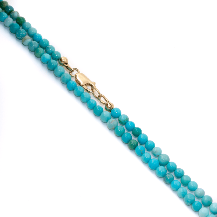 4mm Smooth Sonoran Turquoise Round Beaded Necklace - Kingdom Jewelry