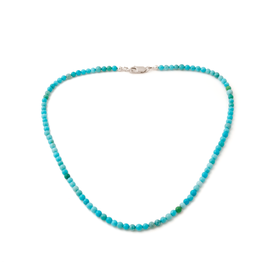 4mm Smooth Sonoran Turquoise Round Beaded Necklace - Kingdom Jewelry