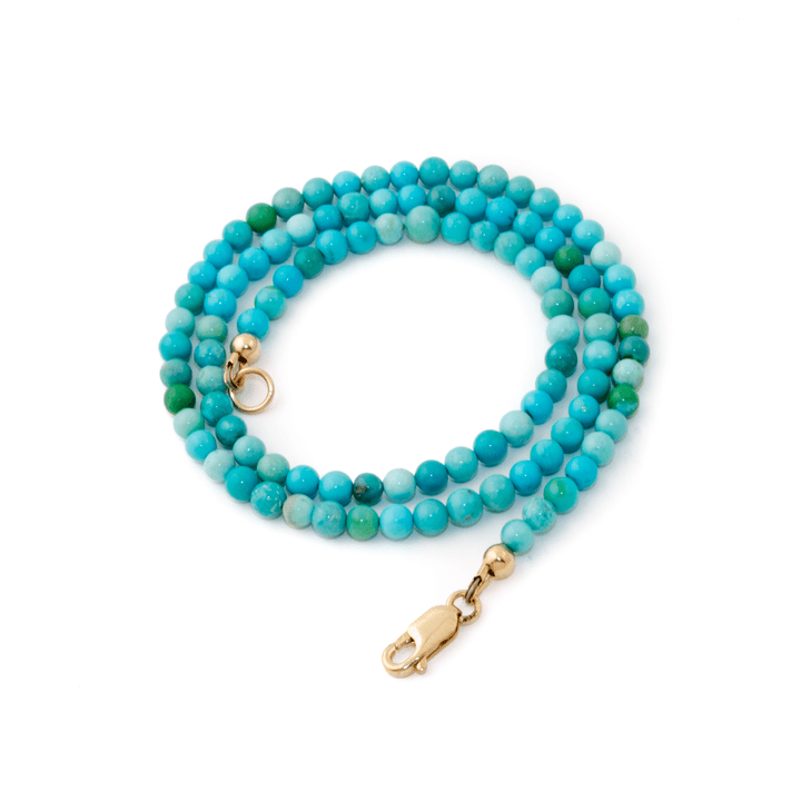4mm Smooth Sonoran Turquoise Round Beaded Necklace - Kingdom Jewelry