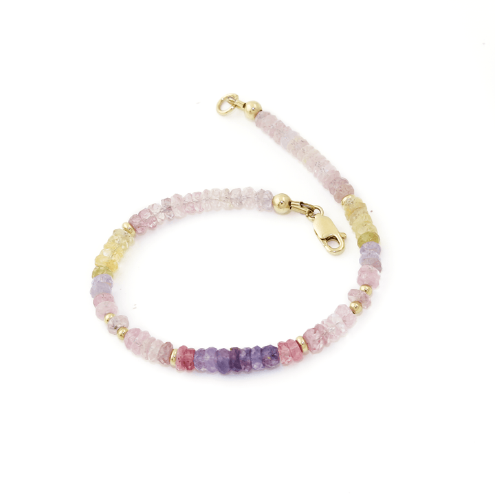 5mm Gradient Pastel Sapphire & 14k Gold Beads Bracelet - Kingdom Jewelry