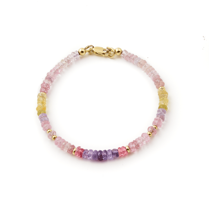 5mm Gradient Pastel Sapphire & 14k Gold Beads Bracelet - Kingdom Jewelry
