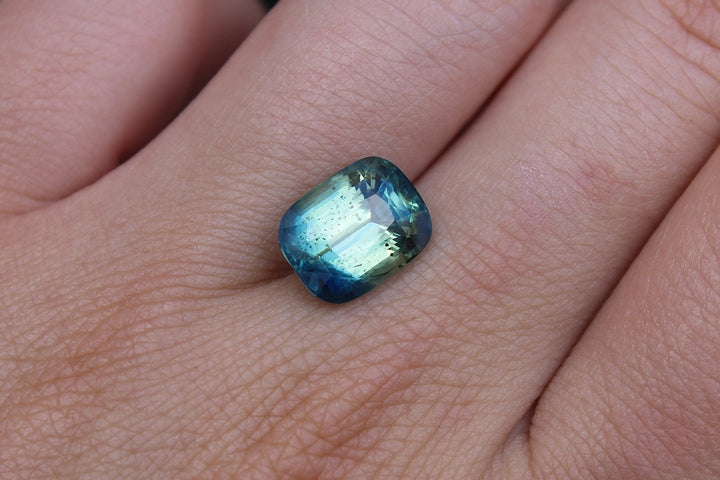 6.11ct Cushion Cut Parti Sapphire - Kingdom Jewelry