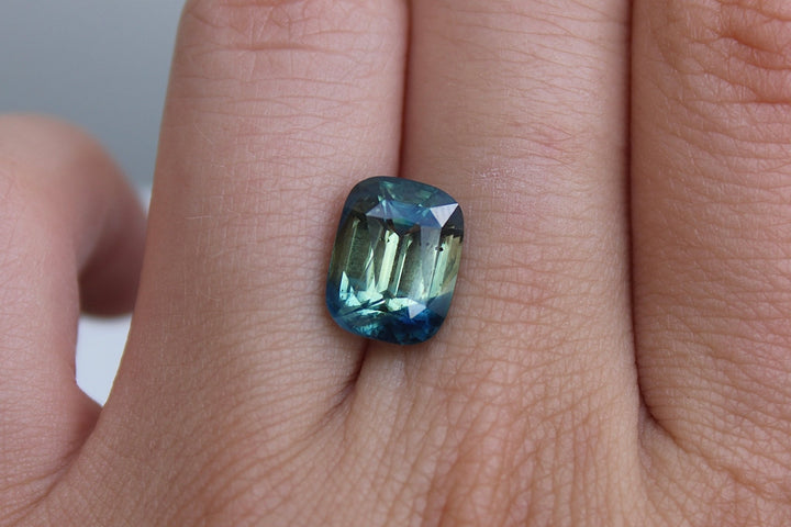 6.11ct Cushion Cut Parti Sapphire - Kingdom Jewelry