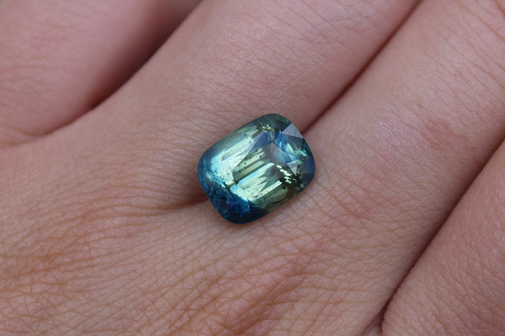 6.11ct Cushion Cut Parti Sapphire - Kingdom Jewelry