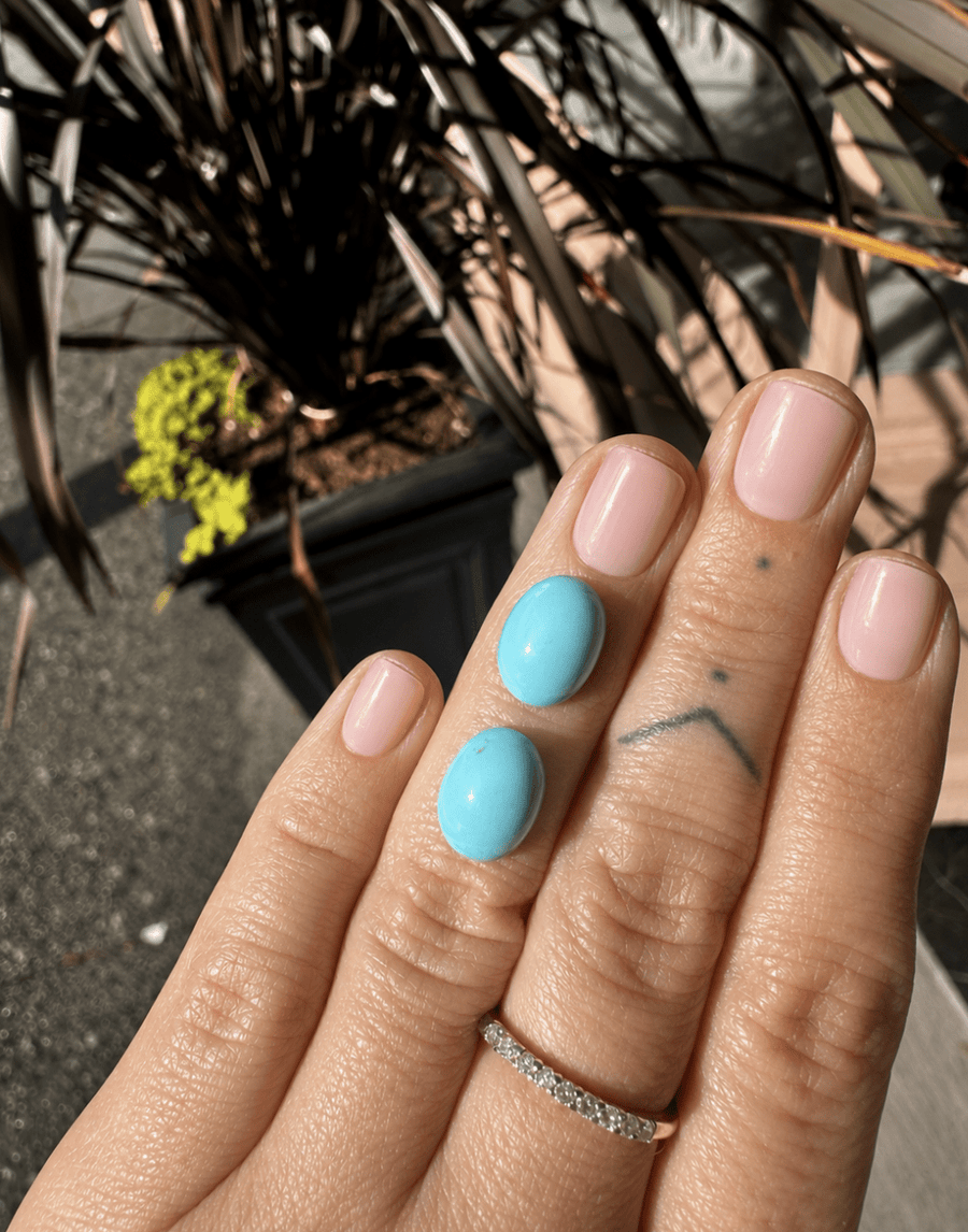 6.35 AAA Persian Turquoise Cabochon pair - Kingdom Jewelry