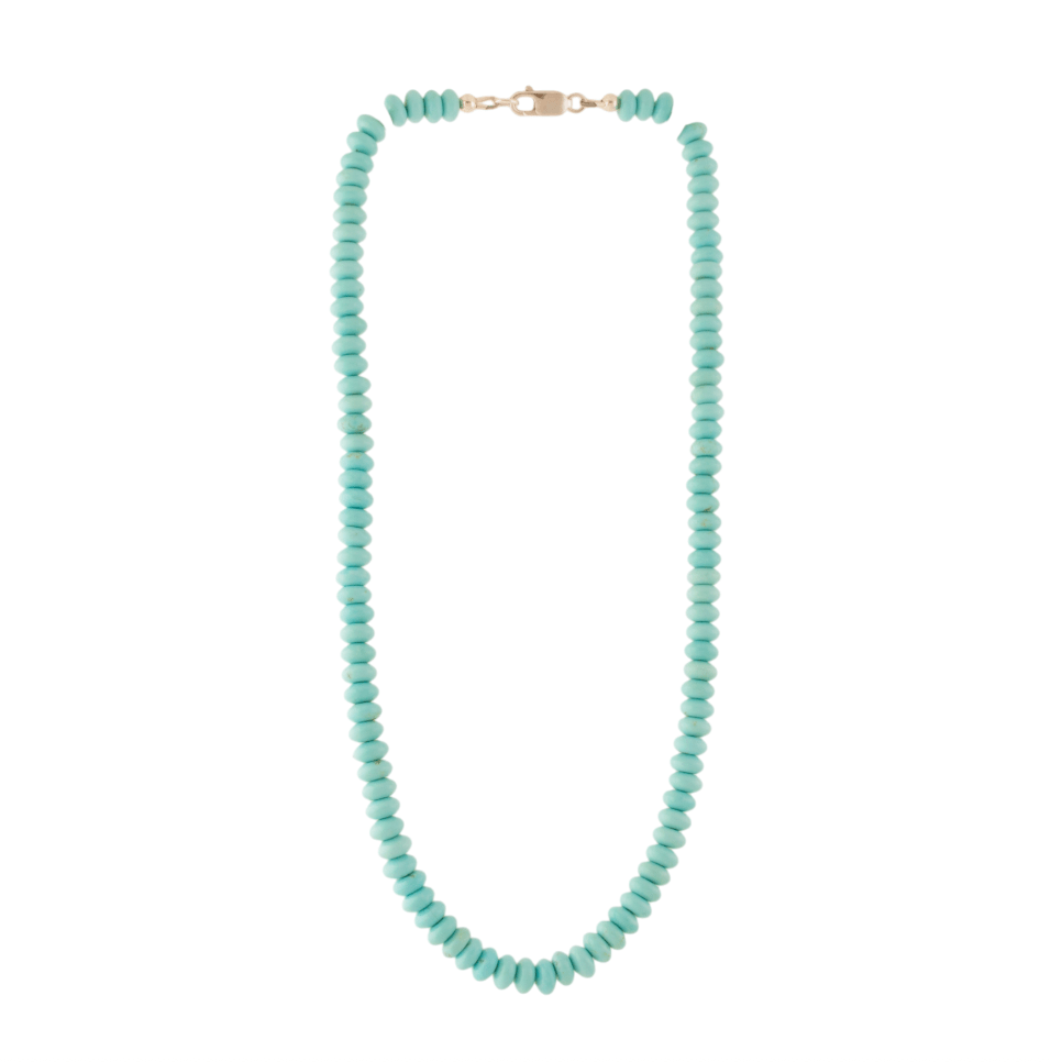 6mm Mexican Turquoise Rondelle Beaded Necklace - Kingdom Jewelry