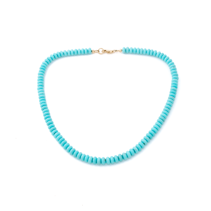 6mm Mexican Turquoise Rondelle Beaded Necklace - Kingdom Jewelry